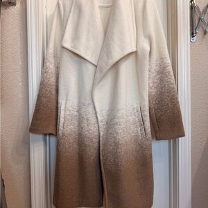 BB Dakota Cream to Brown Ombre Open-Front Cardigan Coat